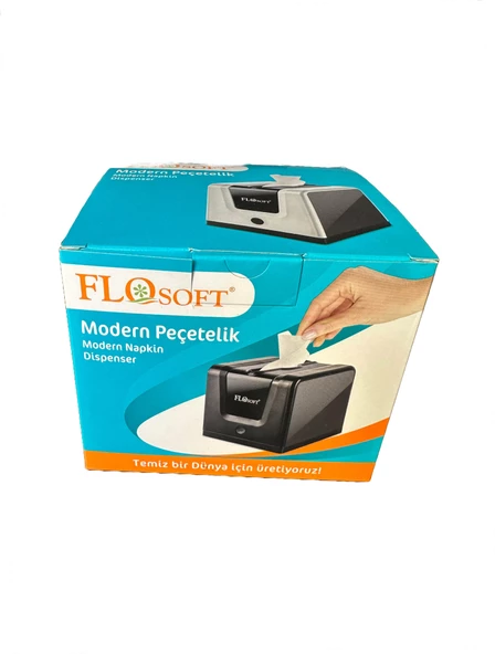 Flosoft Modern Dekoratif Masaüstü Peçetelik Dispenser Peçetelik Peçete Kutusu - Plastik - Siyah - - 2