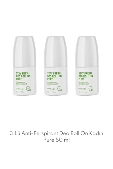 3.Lü Anti-Perspirant Deo Roll On Kadın Pure 50 ml