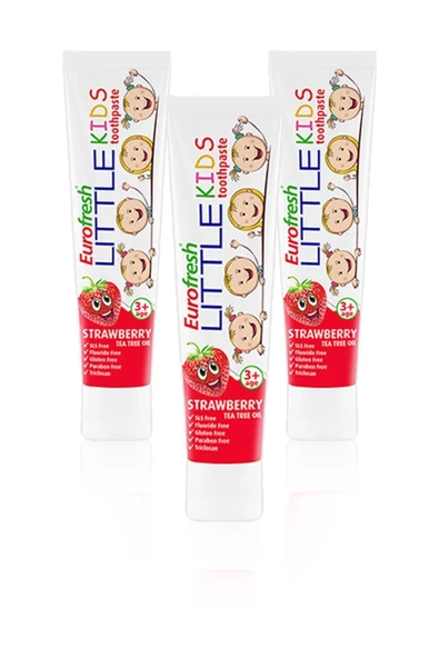 Eurofresh Little Kids 3 Yaş Üzeri Çilek Aromalı Diş Macunu 50gr x 3 Adet