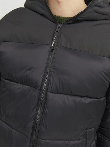Jack Jones Erkek Siyah Rüzgar Geçirmez Puffer Mont 12235859S - 3