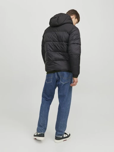Jack Jones Erkek Siyah Rüzgar Geçirmez Puffer Mont 12235859S - 5