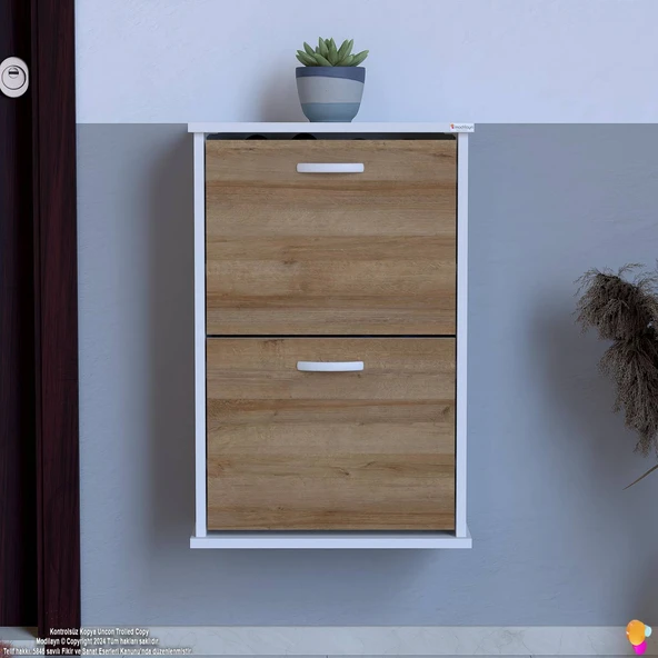 Modilayn UMAY Asma Kapı Önü 52x78x26 cm’lik 2 Düşer Kapak 4 Göz Bölme Ayakkabılık - 3