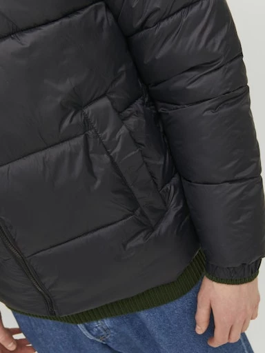 Jack Jones Erkek Siyah Rüzgar Geçirmez Puffer Mont 12235859S - 7
