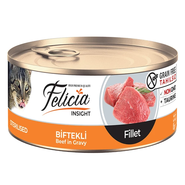 Felicia Tahılsız Biftekli Fileto Kısır Kedi Konservesi 85 Gr