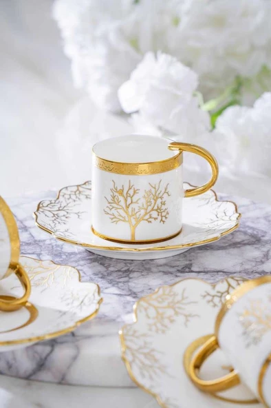 Acar Kıeran Gold 6 Kişilik Kahve Fincanı Takımı HXF-06801