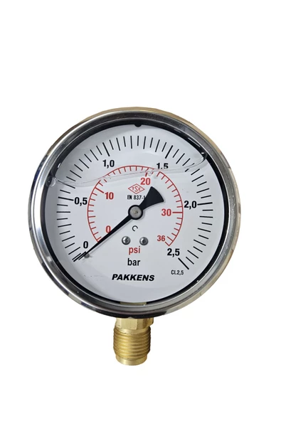 ÇAP 100 ALTTAN 2,5 BAR GLİSERİNLİ MANOMETRE - PAKKENS