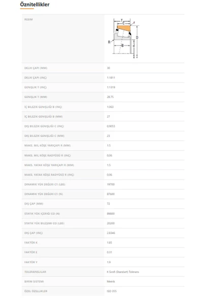32306-90KA1 - 30X28,75X72 - TIMKEN - 2