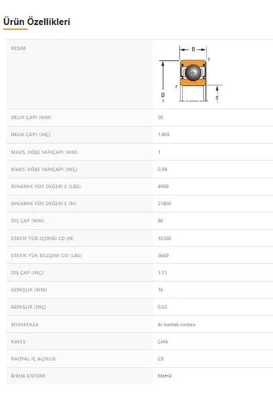 6010-2RS - 50X16X80 - TIMKEN - 2