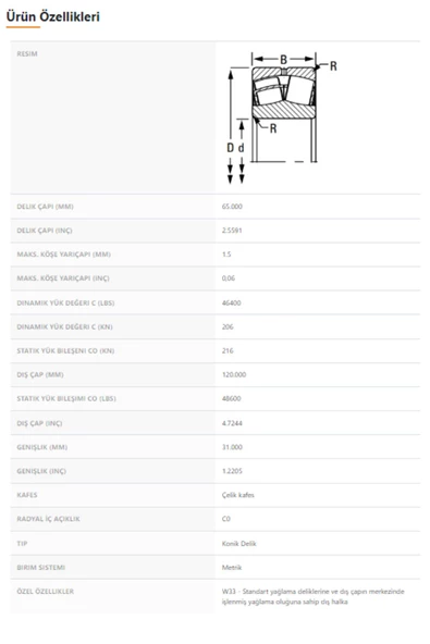 22214EJW33 - 70X125X31 - TIMKEN - 2