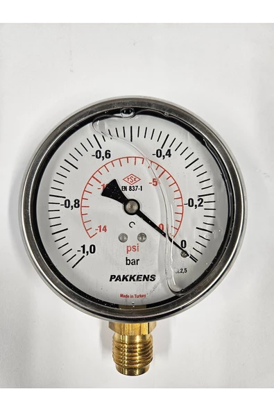 ÇAP 100 ALTTAN -1/0 BAR GLİSERİNLİ VAKUMMETRE - PAKKENS ürün görseli