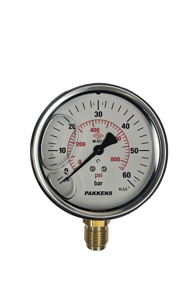 ÇAP 100 ALTTAN 60 BAR GLİSERİNLİ MANOMETRE - PAKKENS