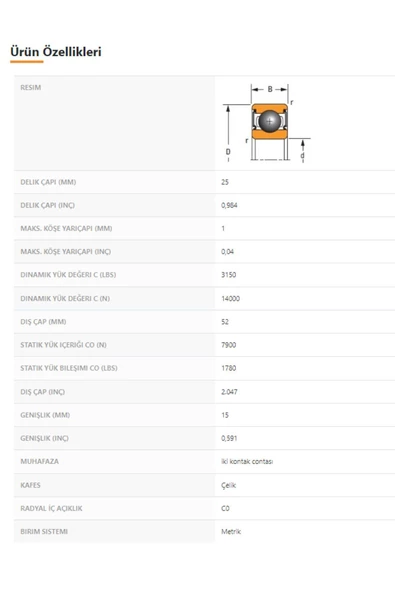 6205-2RS - 25X15X52 - TIMKEN - 2