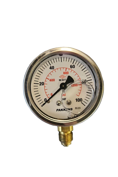 ÇAP 63 ALTTAN 100 BAR GLİSERİNLİ MANOMETRE - PAKKENS