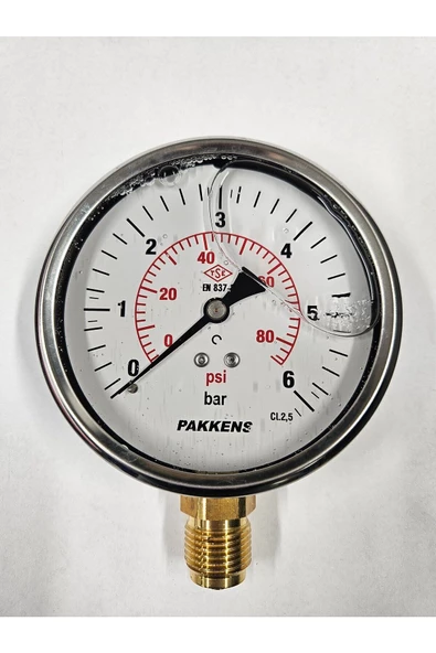 ÇAP 100 ALTTAN 6 BAR GLİSERİNLİ MANOMETRE - PAKKENS