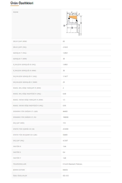 33212-90KA1 - 60X38X110 - TIMKEN - Resim 2