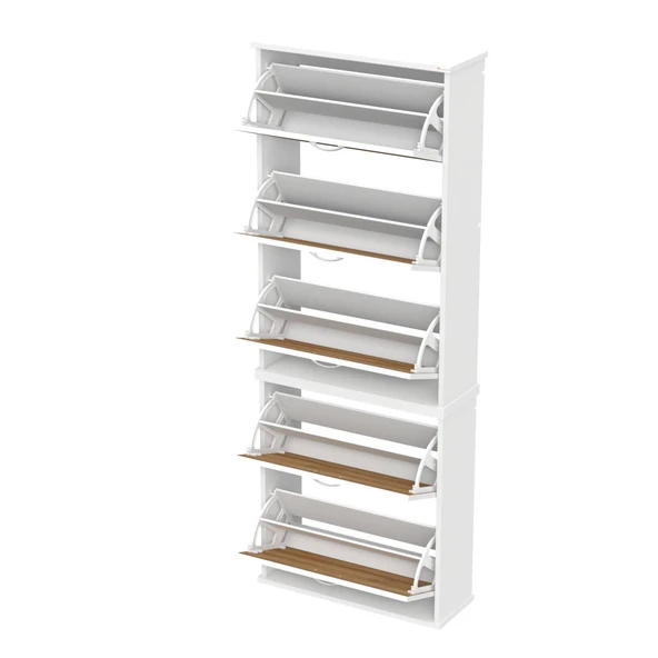 Modilayn VARBİ UMAY' 2 Li Antre Hol 72x205x26 cm’ lik 5 Düşer Kapak 10  Raflı Ayakkabılık - Resim 7