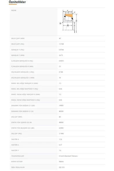 32208M-90KM1 - 40X24,75X80 - TIMKEN - 2