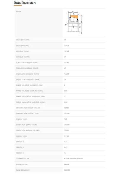 33215-90KA1 - 75X41X130 - TIMKEN - Resim 2