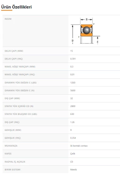 6002-2RS - 15X9X32 - TIMKEN - Resim 2