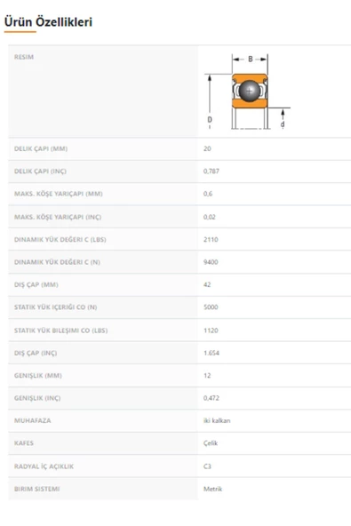 6004-ZZ-C3 - 20X12X42 - TIMKEN - 2