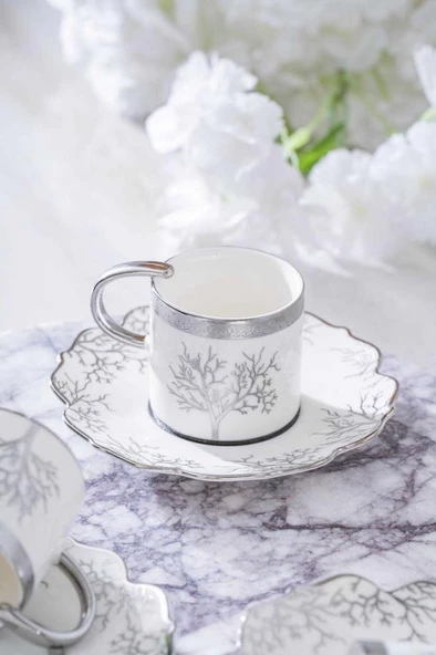 Acar Kıeran Silver 6 Kişilik Kahve Fincanı Takımı HXF-06801