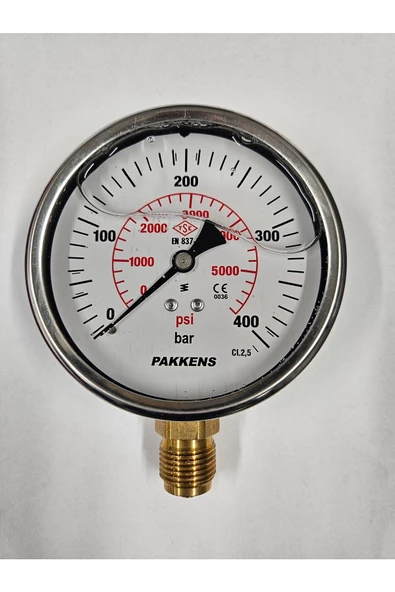 Çap 100 Alttan 400 Bar Gliserinli Manometre -
