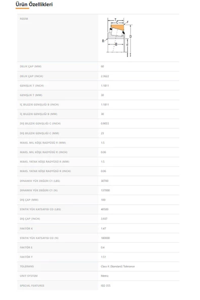 33112-90KA1 - 60X30X100 - TIMKEN - Resim 2