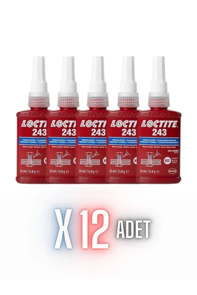 Loctite 243 - 50ml | Vida Gevşemezlik | Orta Mukavemet 12 Adet