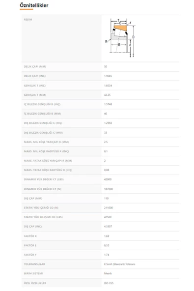 32310-90KA1 - 50X42,25X110 - TIMKEN - Resim 2