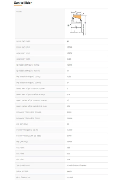 32308-90KA1 - 40X35,25X90 - TIMKEN - 2