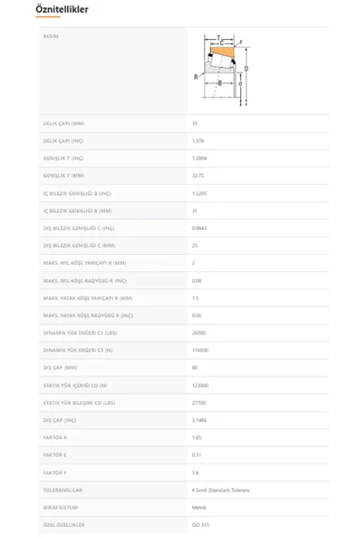32307-90KA1 - 35X32,75X80 - TIMKEN - Resim 2