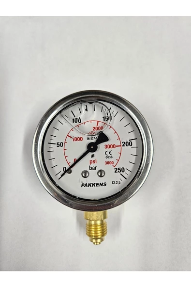 ÇAP 63 ALTTAN 250 BAR GLİSERİNLİ MANOMETRE - PAKKENS ürün görseli