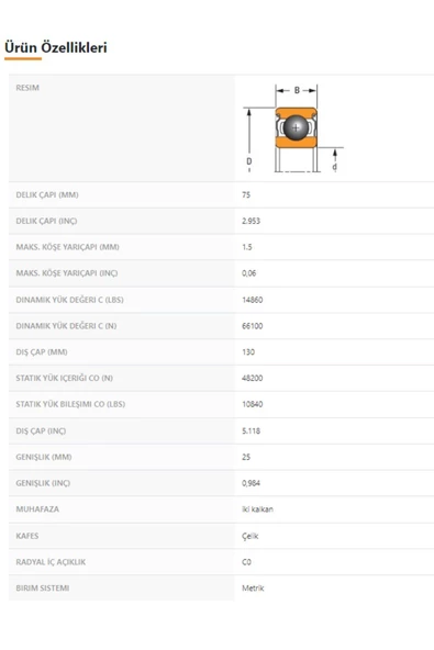 6215-ZZ - 75X25X130 - TIMKEN - 2