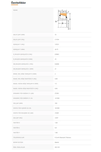 32211-9X025 - 55X26,75X100 - TIMKEN - Resim 2