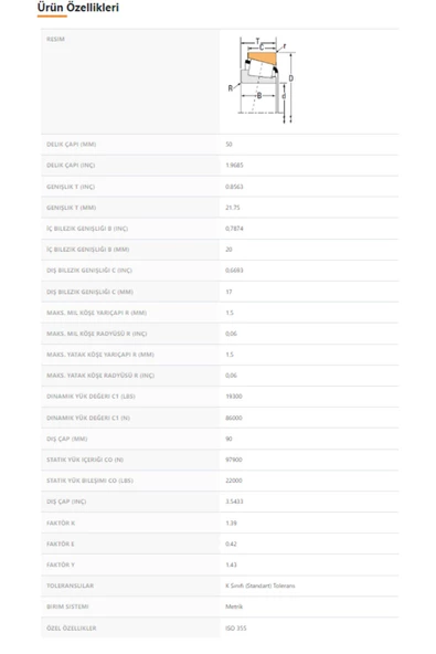 30210M-90KM1 - 50X21,75X90 - TIMKEN - 2