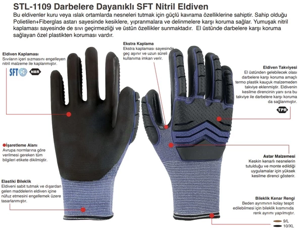 Darbelere Kesilmelere Dayanıklı Starline Stl-1109 Eldiven No 10 - 3