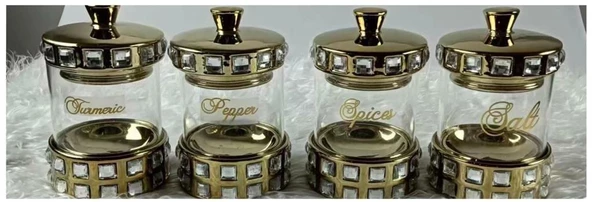 ROY KİNG HELEN 4'LÜ KAPAKLI BAHARATLIK 14*9 CM GOLD