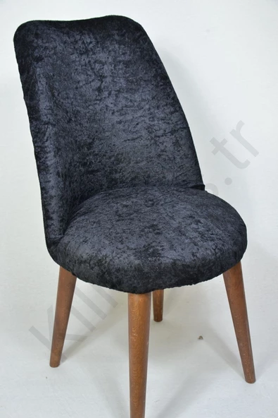 kılıfteks  Retro Oval Sandalye Örtüsü Kadıfe Siyah ürün görseli 1