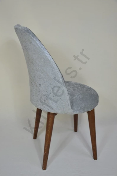 kılıfteks  Retro Oval Sandalye Örtüsü Kadıfe Gri - 3