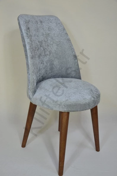 kılıfteks  Retro Oval Sandalye Örtüsü Kadıfe Gri