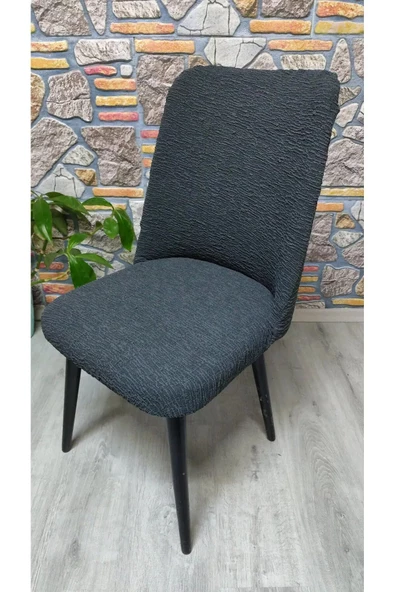 kılıfteks  Büyük Oval Sandalye Kılıfı Antrasit Jakar Kumaş