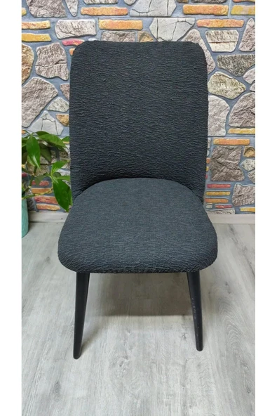 kılıfteks  Büyük Oval Sandalye Kılıfı Antrasit Jakar Kumaş - 6