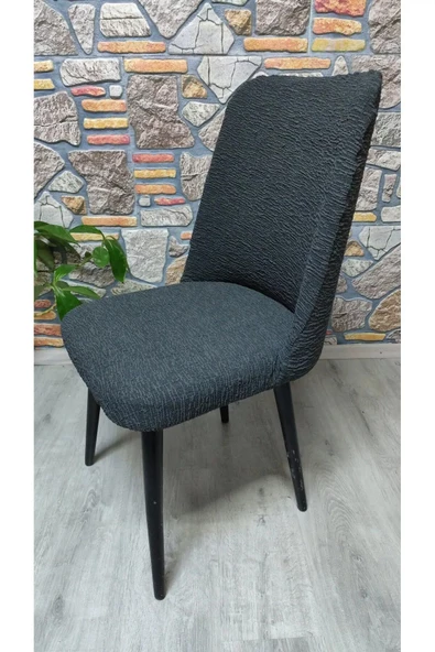 kılıfteks  Puf bench takım kılıfı Jakar Kumaş 2 sandalye 1 Bench 1 puf Antrasit - 4