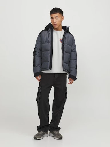 Jack Jones Erkek  Şişme Puffer Gri Mont  12239001G - 6