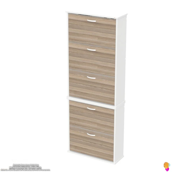 Modilayn VARBİ UMAY' 2 Li Asma Antre 72x 193x 26 cm’ lik 5 Düşer Kapak 10 Göz Bölme Ayakkabılık - Resim 8