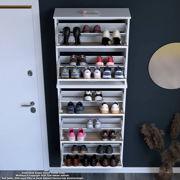 Modilayn VARBİ UMAY' 2 Li Asma Antre 72x 193x 26 cm’ lik 5 Düşer Kapak 10 Göz Bölme Ayakkabılık - 4