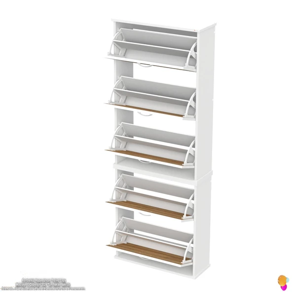 Modilayn VARBİ UMAY' 2 Li Asma Kapı Önü 72x193x26 cm 5 Düşer Kapak 10 Bölmeli Ayakkabılık - 9