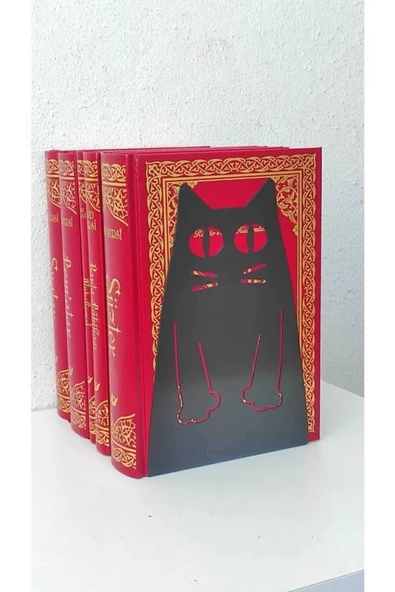 Kedi Model Kitap Tutacağı Hediyelik Estetik Ve Dekoratif Kitap Tutucu 2'li Set Siyah - 3