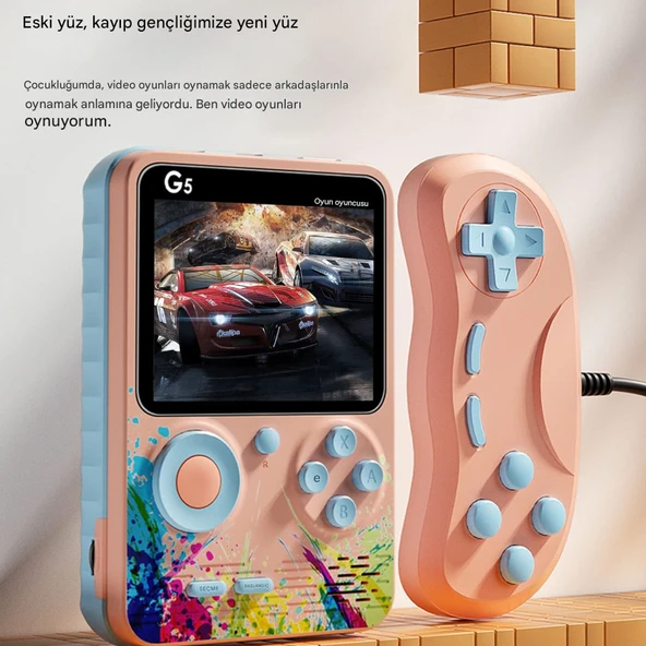 QASUL G5 Yeni Tasarım Oyunları 500 1 Klasik Oyun Konsolları Renkli Ekran Retro Oyun Makinesi 3.0 İnç Ekran - 4