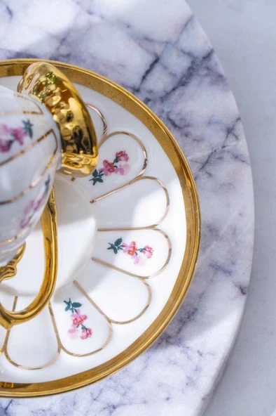 Acar Scarlet Beyaz 6'lı Kahve Fincan Takımı KAI-06834 - 3